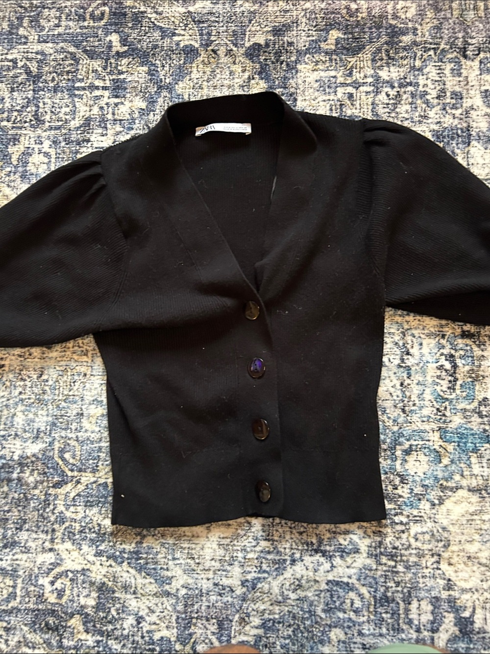 Zara Black Button-Front Sweater Size Medium